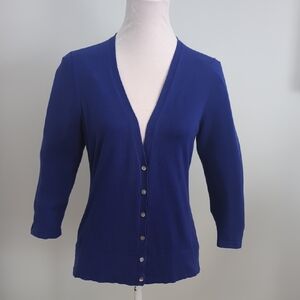 Ann Taylor V-Neck 3/4 Sleeve Cardigan Ink Blue/Purple size Medium